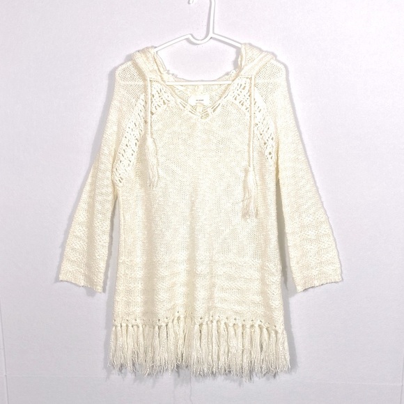 Anthropologie En Crème Cream Knit Sweater with Fringe size small - Picture 1 of 10